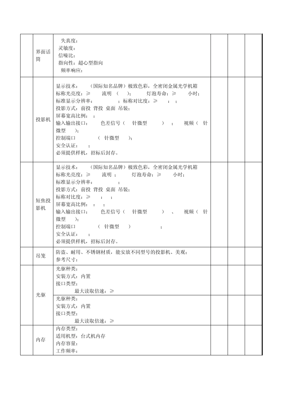 多媒体教室及网络设备参数要求_第2页