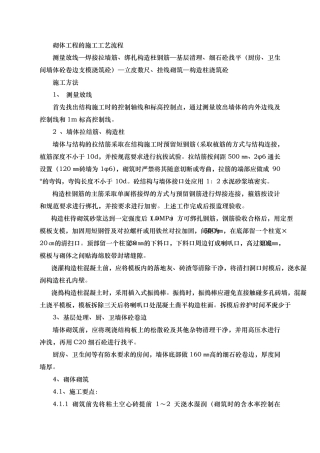 多孔砖砌体施工工艺标准