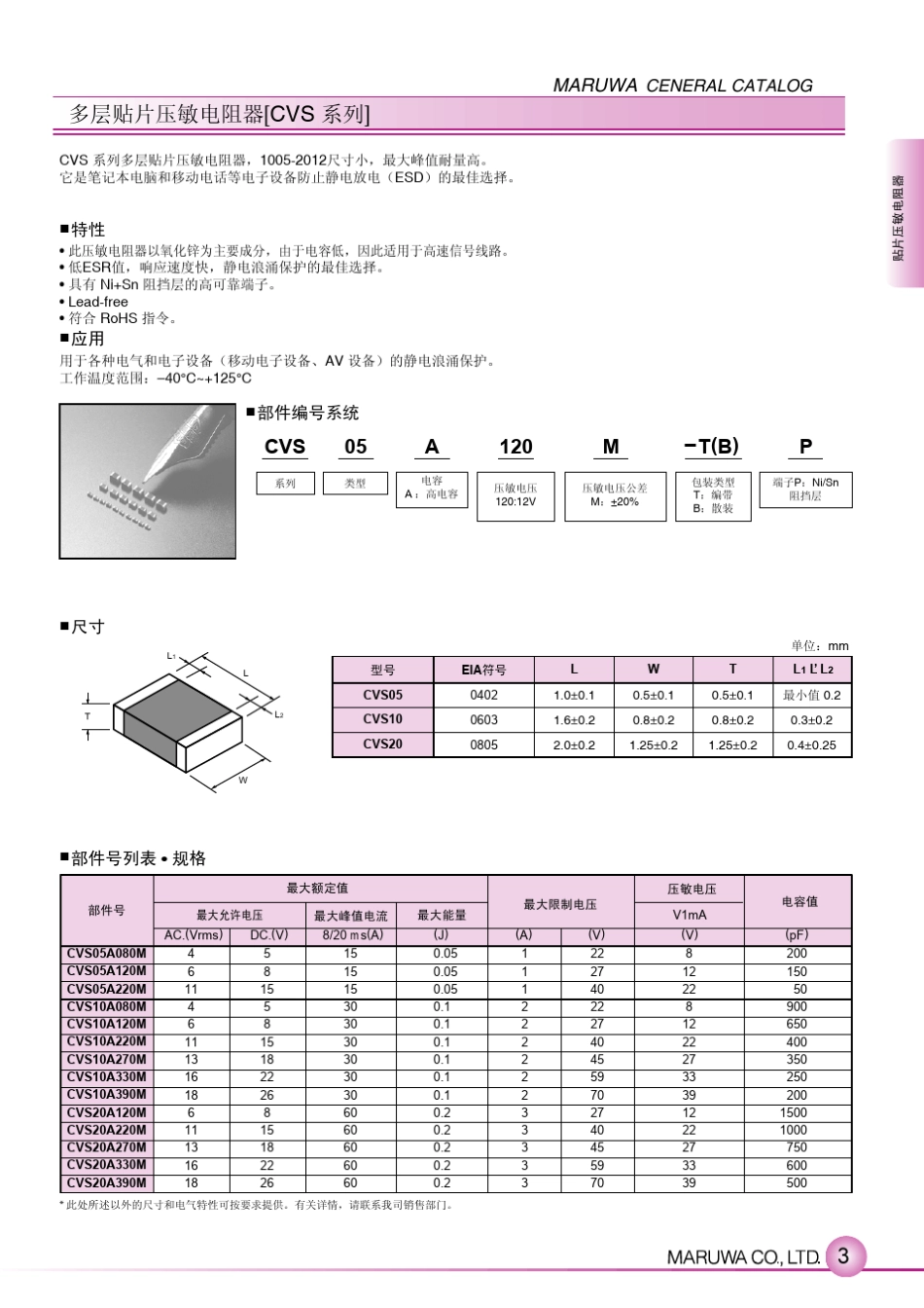 多层贴片压敏电阻器_第3页