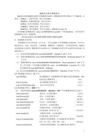 多普列天气雷达数据存储数据格式