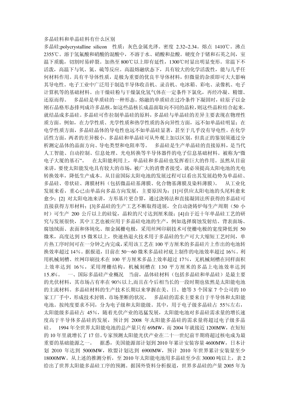 多晶硅料和单晶硅料有什么区别_第1页