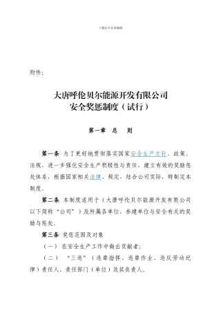 大唐呼伦贝尔能源开发有限公司安全奖惩制度.
