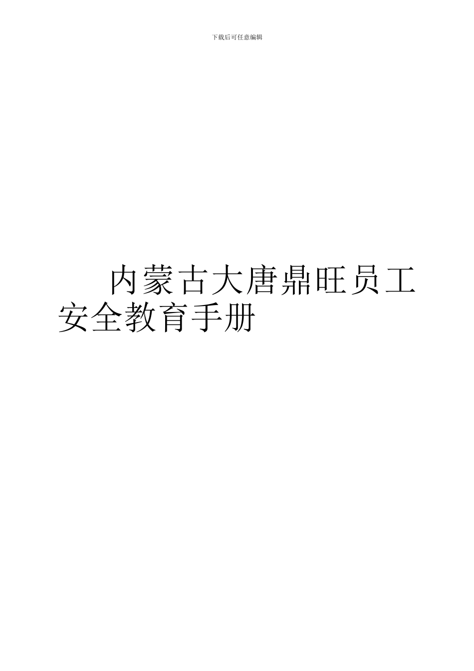 大唐鼎旺化工企业员工安全手册-._第1页