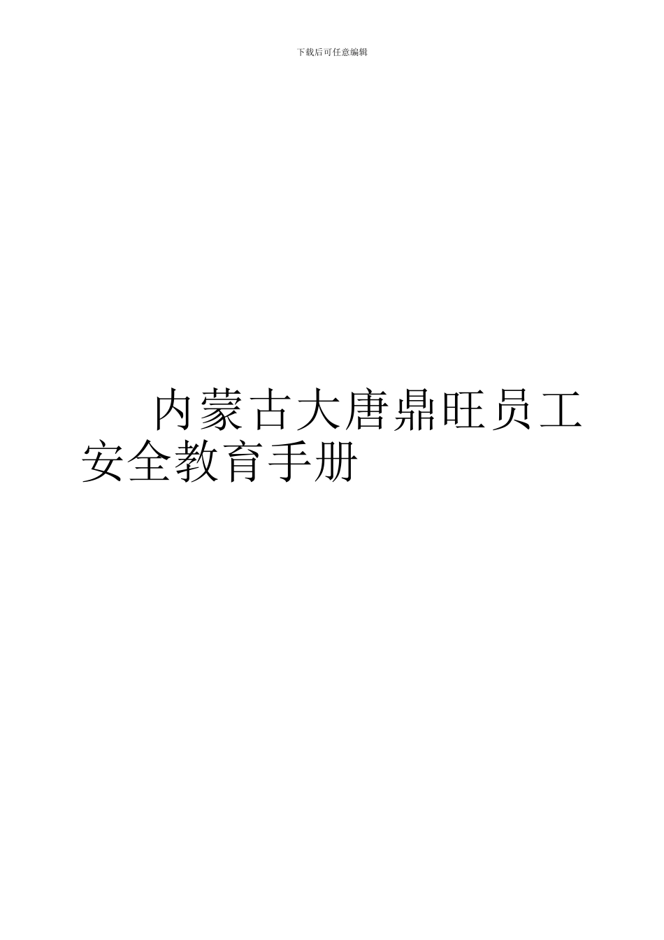 大唐鼎旺化工企业员工安全手册-_第1页