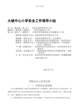 大城中心小学安全责任状.