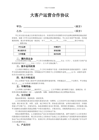 大客户运营合作协议