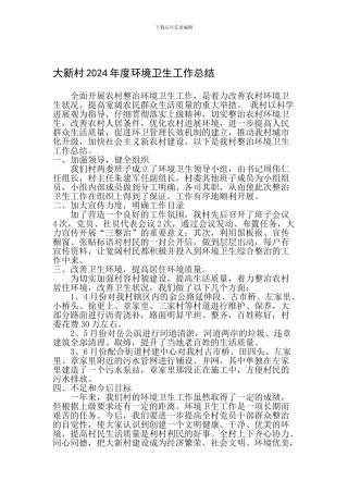 大新村2024年度环境卫生工作总结