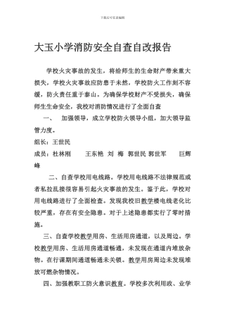 大玉小学消防安全自查报告