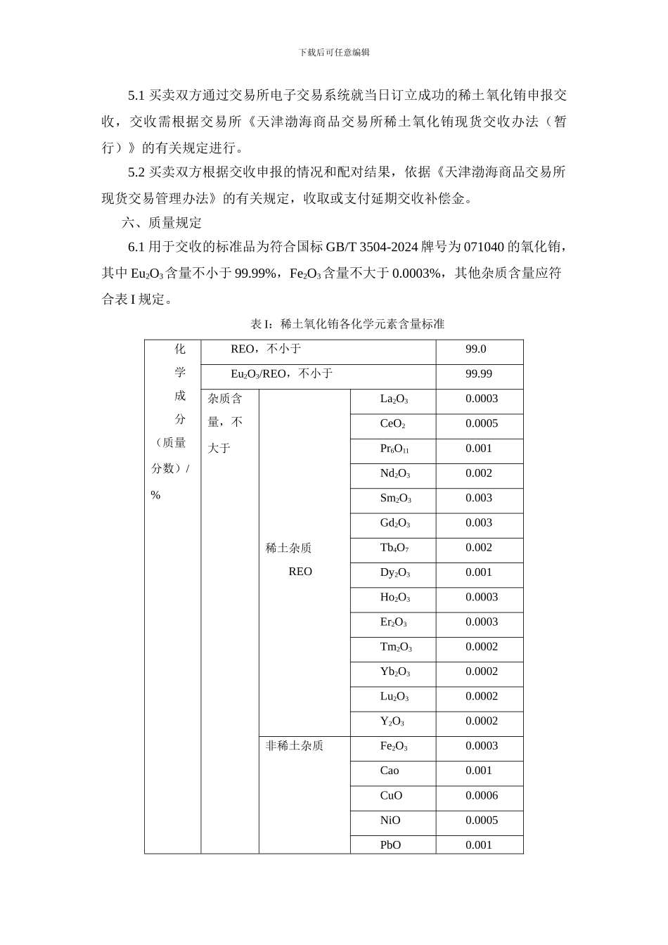 天津渤海商品交易所稀土氧化铕现货电子交易合同(征求意见稿)_第2页