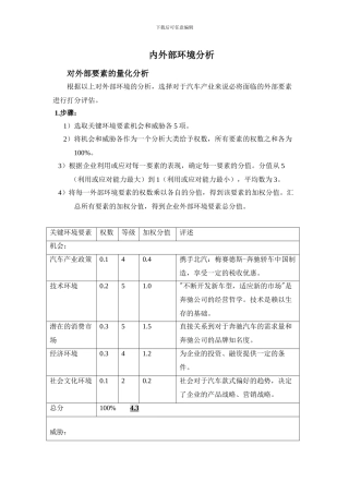 奔驰环境分析和SWOT分析
