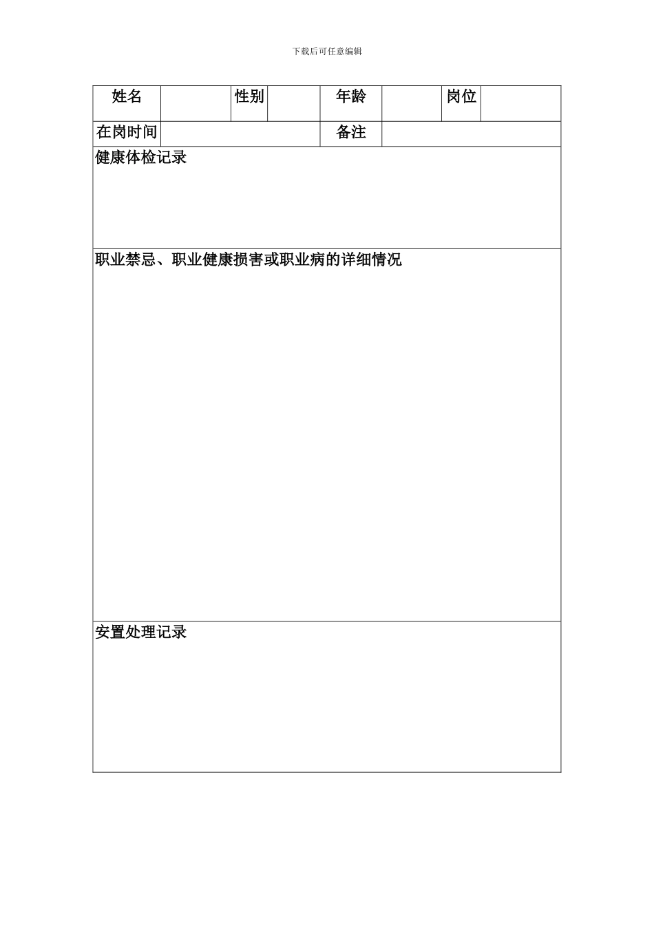 存在职业禁忌、职业健康损害或者职业病的劳动者处理和安置记录_第2页