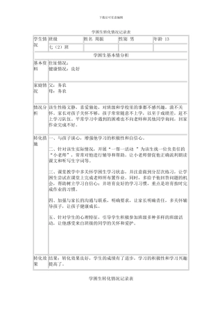 学困生转化情况记录表