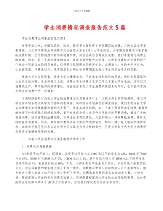 学生消费情况调查报告范文5篇