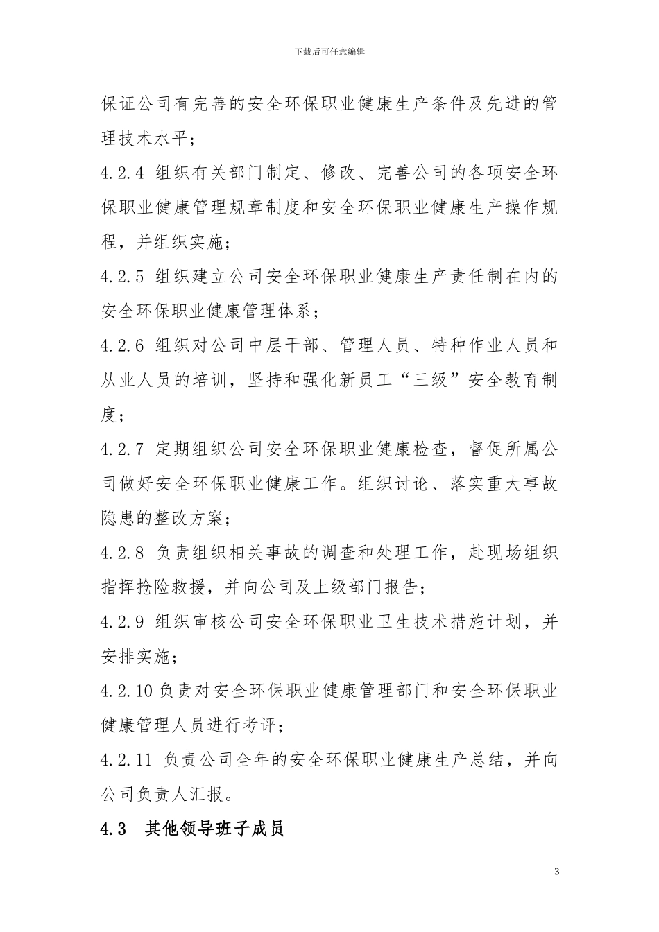 安全、环保、职业健康管理岗位责任制_第3页