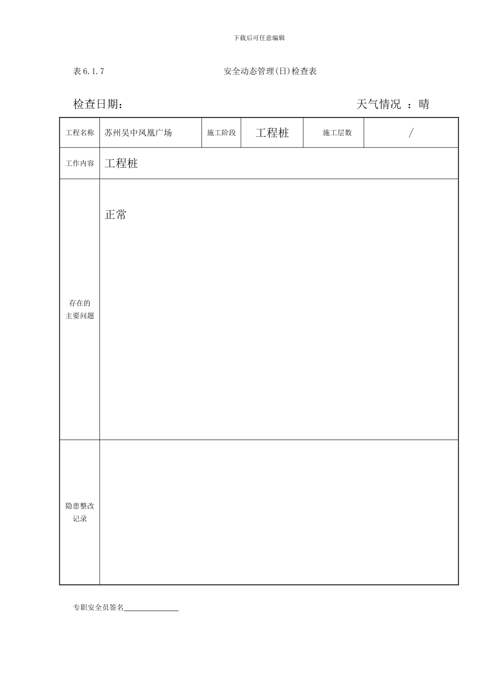 安全动态管理检查表_第1页