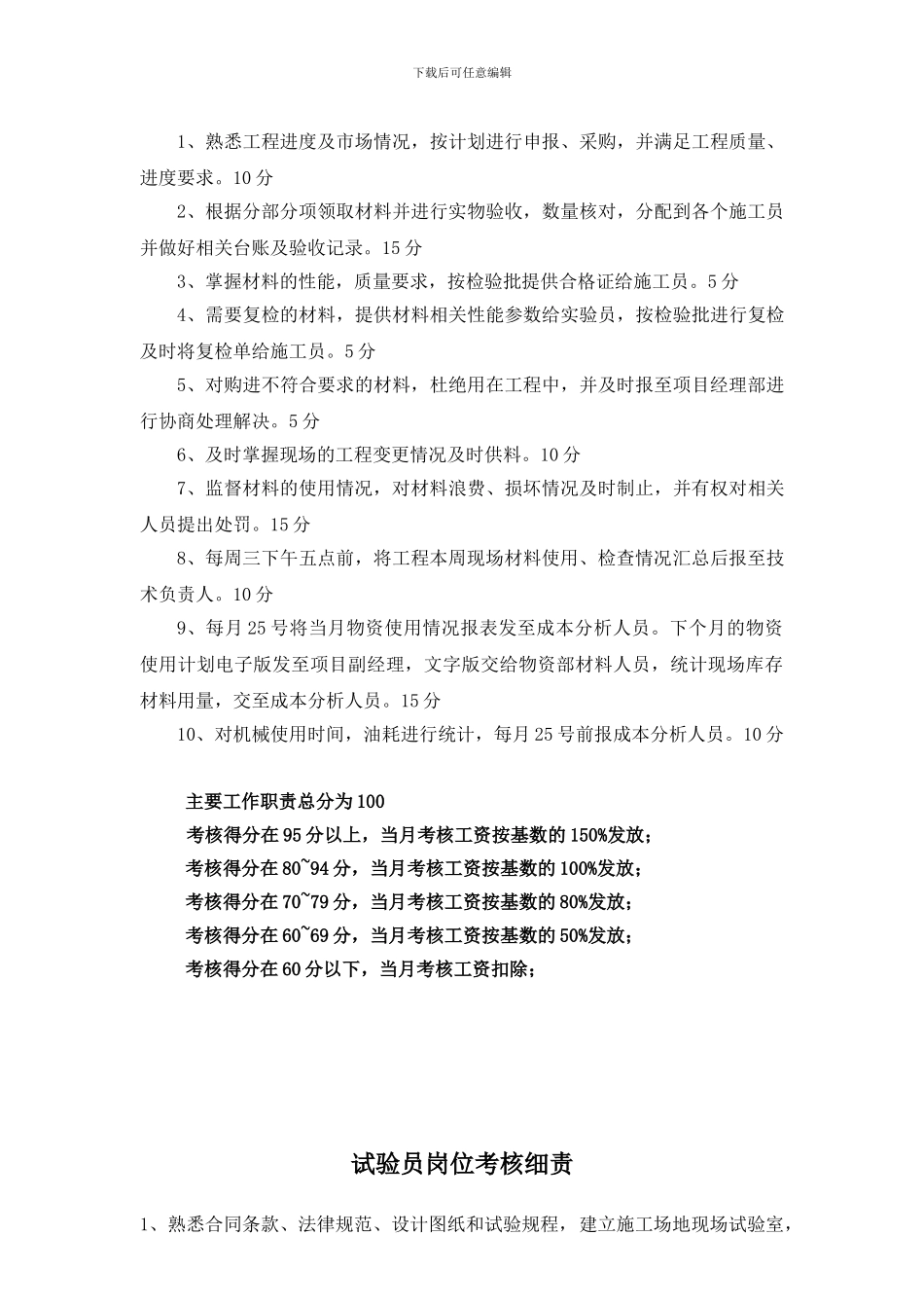 安全员、施工员、技术员-岗位职责考核表._第3页