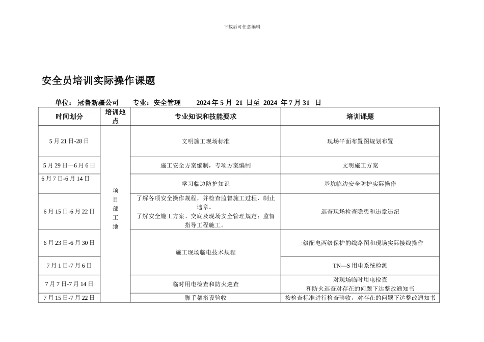 安全员培训计划._第1页