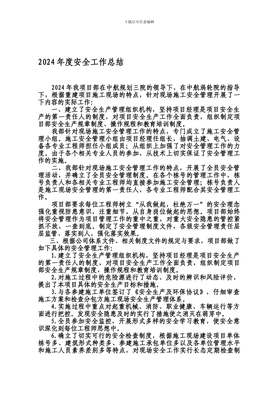 安全工作总结-2024._第1页