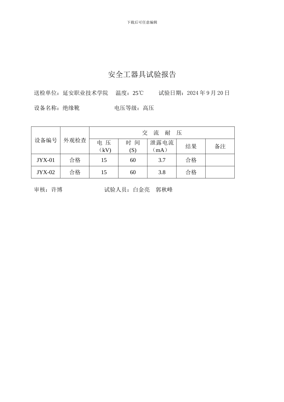 安全工器具试验报告_第2页