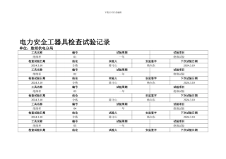 安全工器具试验记录