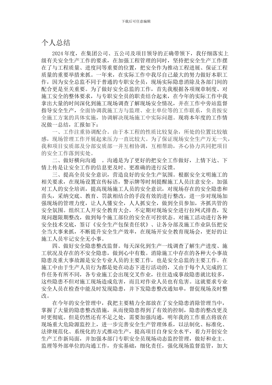 安全总监个人总结_第1页