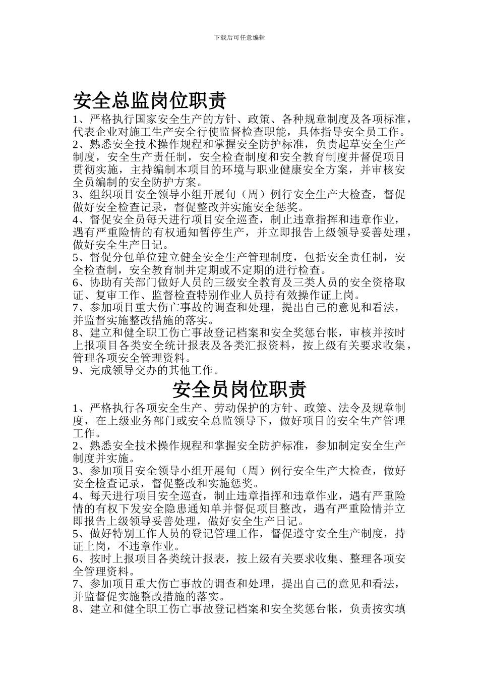 安全总监岗位职责._第1页