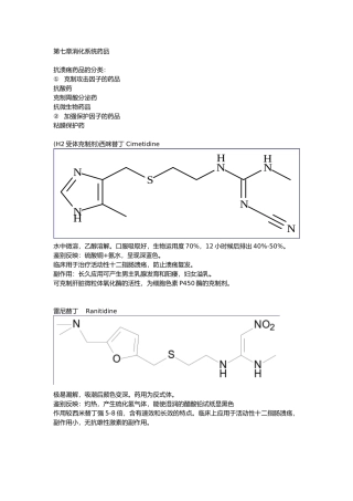 2025年药物化学第七章消化系统药物