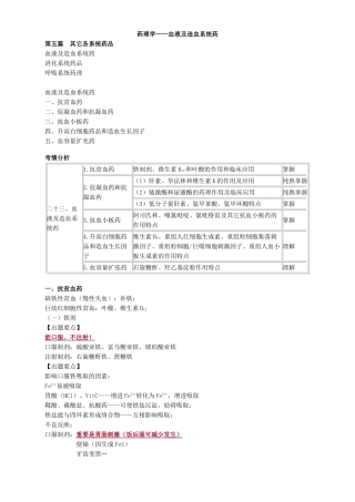 2025年药理学血液及造血系统药