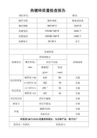 2025年热镀锌质量检验报告