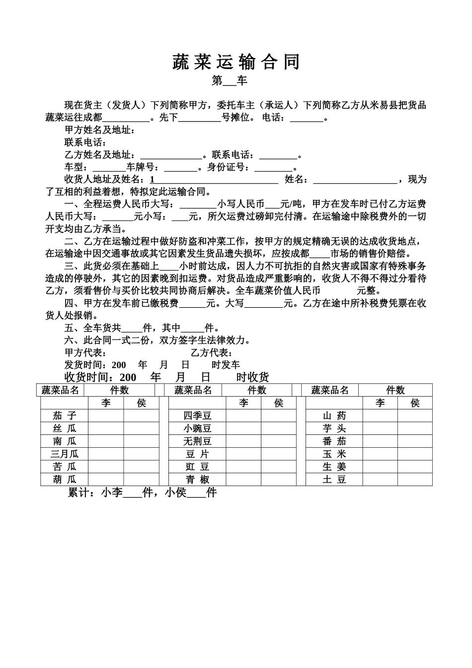 2025年蔬菜运输合同_第1页