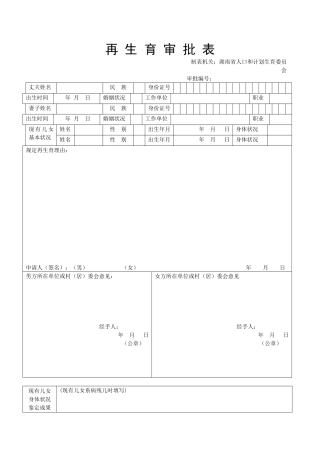 2025年再生育审批表新