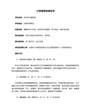2025年小学辅导班策划书