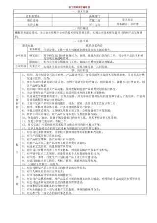 2025年总工程师岗位说明书