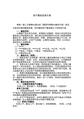 2025年资产重组实施方案设计