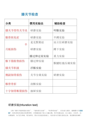 2025年膝关节检查试验