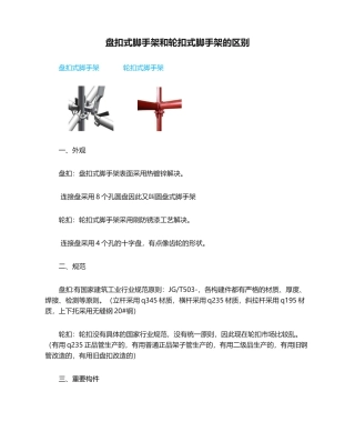 2025年盘扣式脚手架和轮扣式脚手架的区别