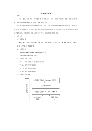 2025年统一监控平台方案日志监控方法监控调用链路监控