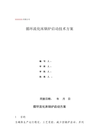 2025年循环流化床锅炉启动技术方案