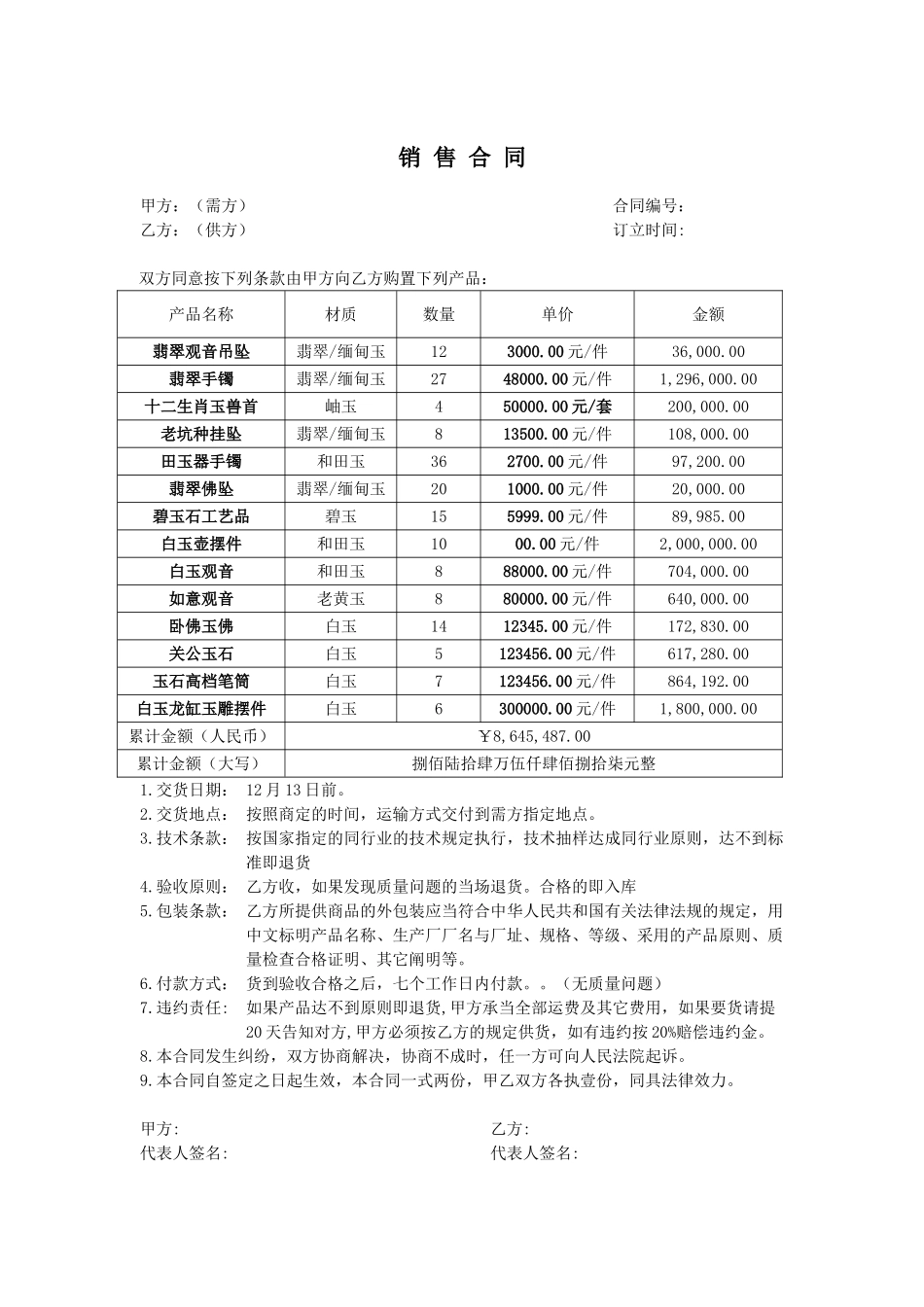 2025年玉器买卖合同_第1页