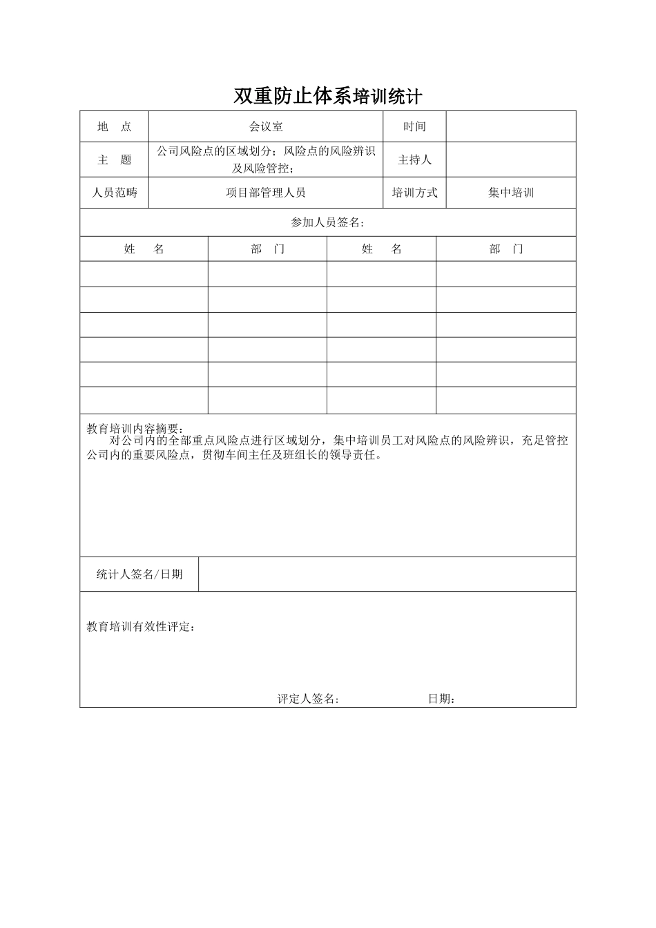2025年双重预防体系安全教育培训记录_第3页
