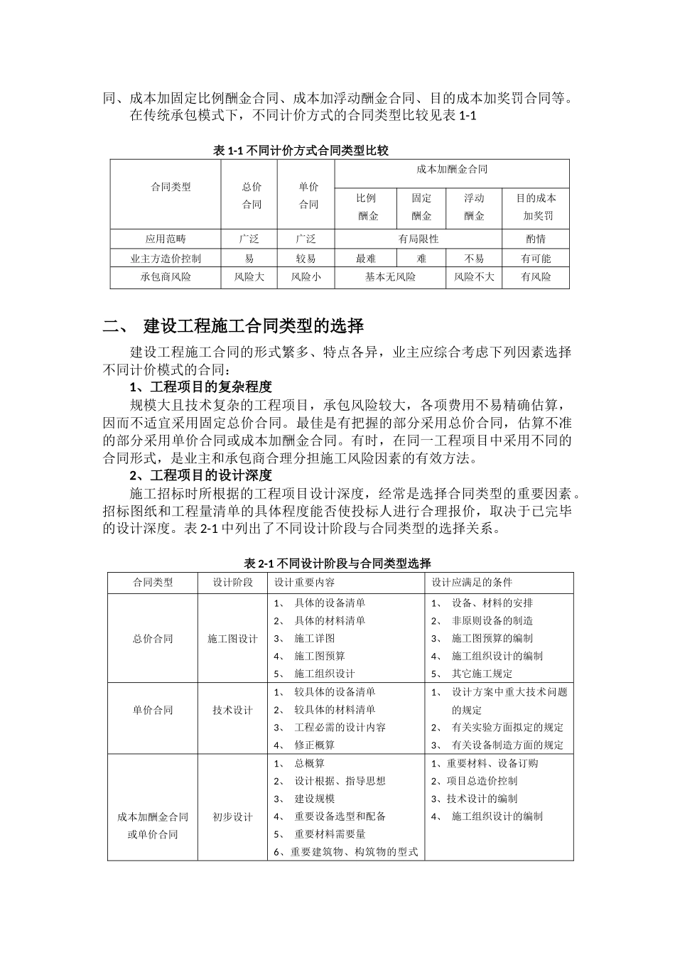 2025年建设工程施工合同的类型及选择_第2页