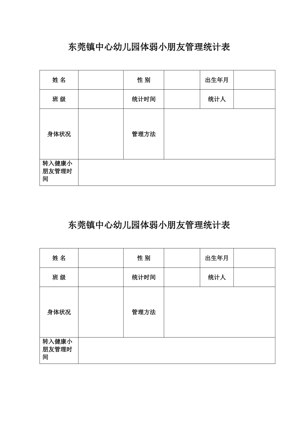 2025年体弱儿童管理记录表_第1页