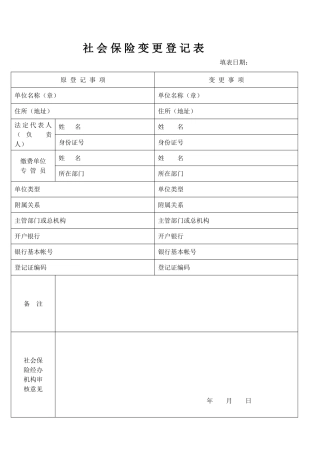 2025年社会保险变更登记表‘