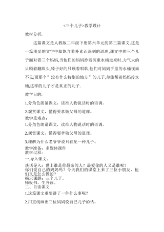 2025年三个儿子公开课教案