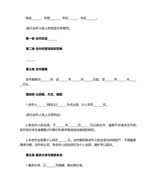 2025年合伙合同范本