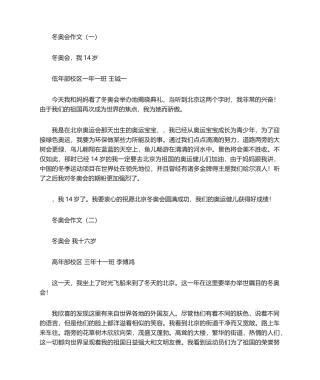 2025年冬奥会作文
