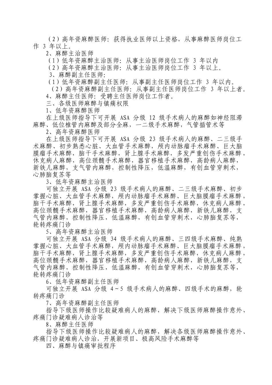 2025年麻醉与镇痛医师资格分级授权管理制度与规范_第2页