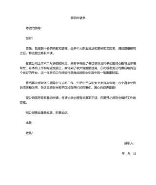 2025年辞职报告辞职申请模板