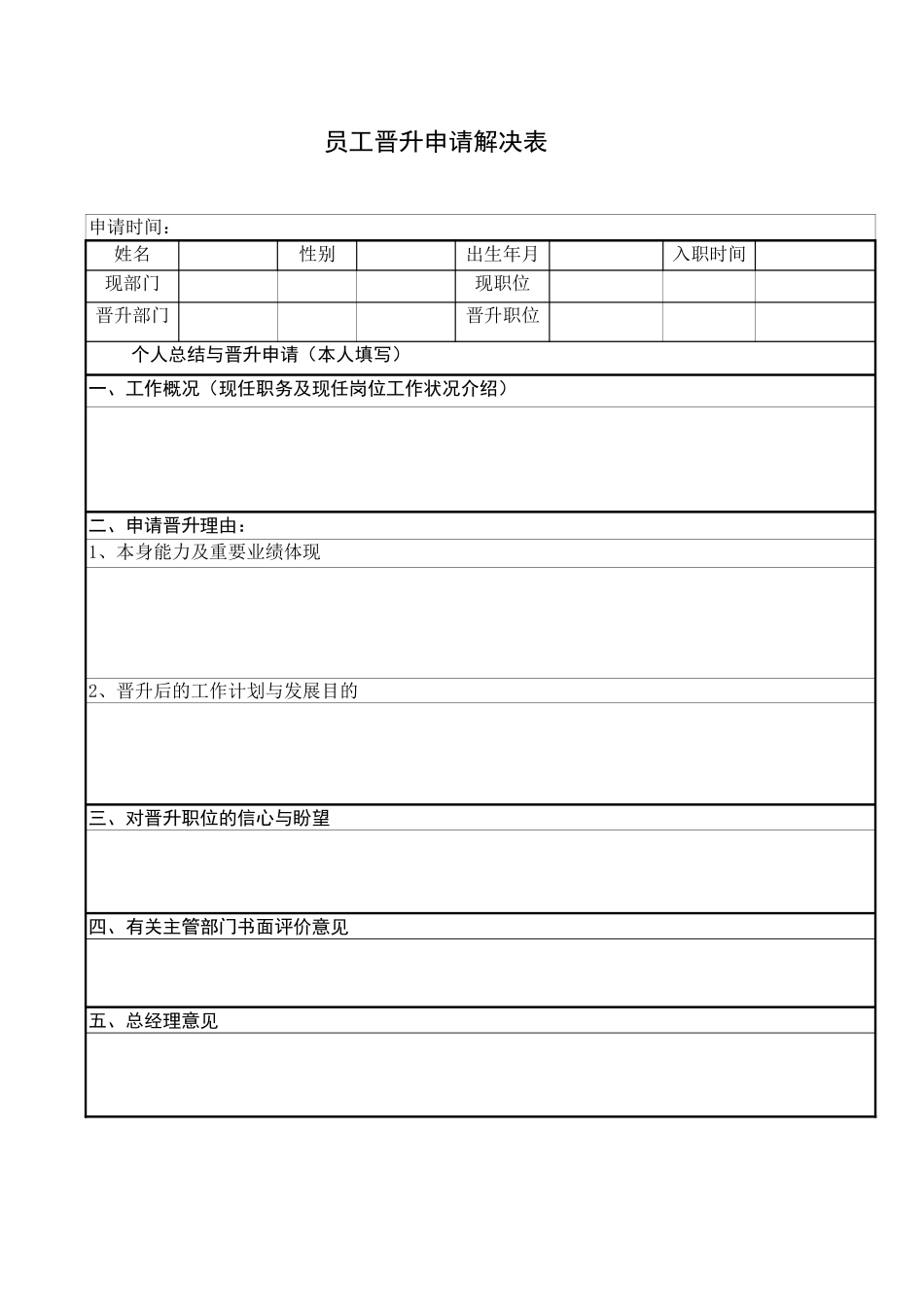 2025年员工晋升申请审批表_第1页