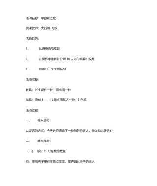 2025年公开课：单数和双数教案